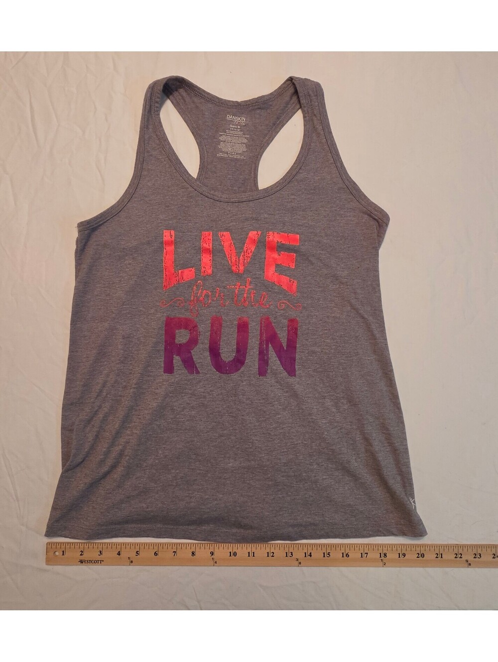 Danskin Now Women's Loose Fit Racerback Tank Top, Medium Gray Heather, Size L